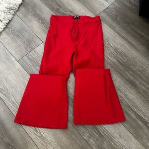 Vibrant Red Flared Pants
